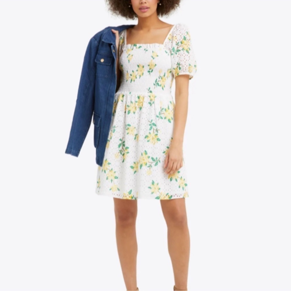 Draper James White and Yellow Floral Mini Dress